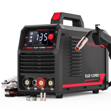 135Amp MIG Welder,110V Flux Core Welder YESWELDER Flux MIG/Lift TIG/Stick 3-in-1 Large LED Digital Display Welding Machine IGBT Inverter Welder FLUX-135PRO